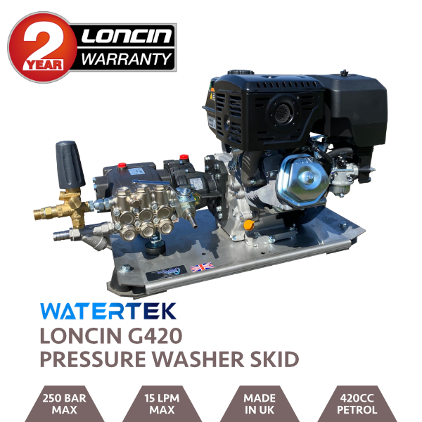 Watertek Loncin G420 15LPM 250 Bar Skid Pressure Washer